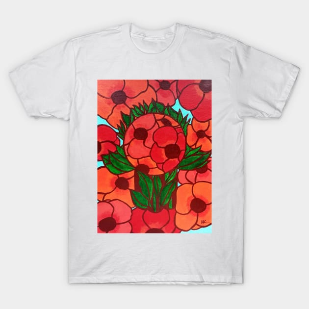 Poppies Hamsa by Harriette Knight T-Shirt by harrietteknight